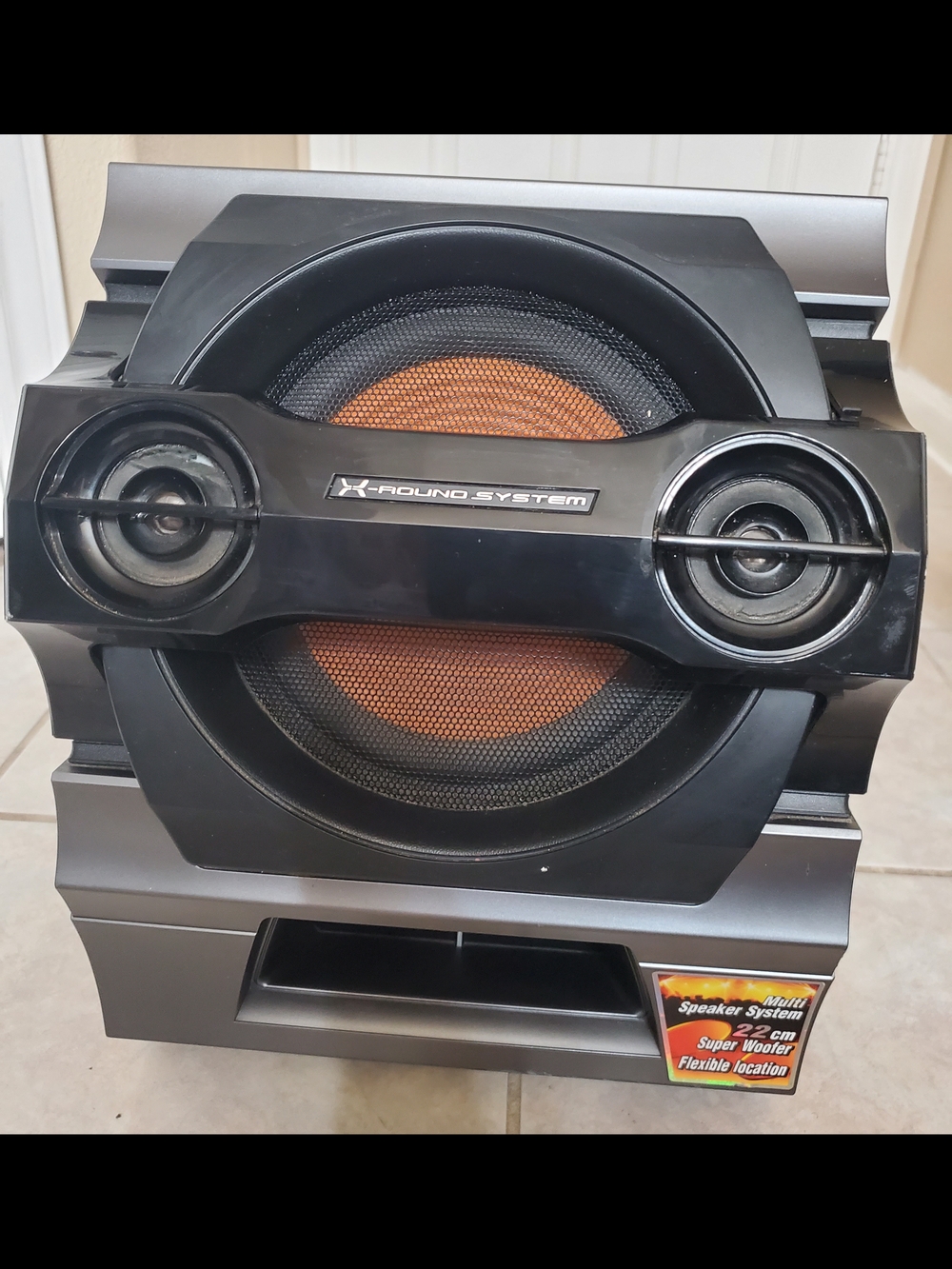 Sony Black Portable Speaker with Orange Woofer